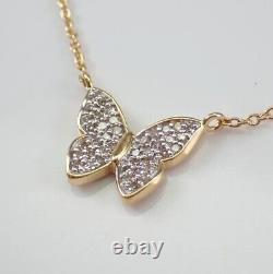 Women's Pretty Butterfly Pendant Round Simulated Diamond 14k Yellow Gold Plated