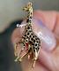 Women's Solid Metal Black Enamel Giraffe Brooch 14k Yellow Gold Plated Silver