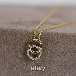Yellow Gold Plated 1.50 Ct Round Simulated Diamond Wedding Double Circle Pendant