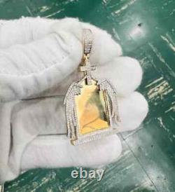 Yellow Gold Plated 2.30Ct Round Cut Moissanite Wing Memory Frame Pendant