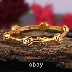 Yellow Gold Plated Cubic Zirconia Bangle 925 Silver Wedding Bangles Jewelry