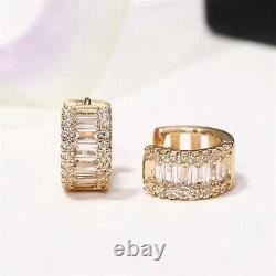 Yellow Gold Plated Silver 2.00 Carat Simulated Diamond Men's Hoop Huggie Earring