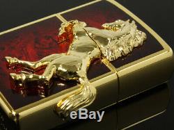 Zippo Oil Lighter Winning Winnie Horse Metal Gold Plated Deep Red Brass F/S