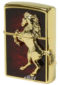 Zippo Oil Lighter Winning Winnie Horse Metal Gold Plated Deep Red Brass F/S