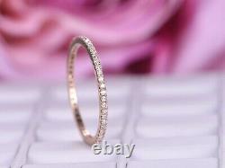 0.30 Ct Rond Moissanite Full Eternity Classic Band De Mariage 14k Rose Plaqué Or