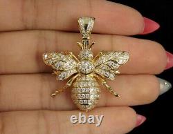 1.30ct Coupe Ronde Real Moissanite Bee Logo Pendentif 14k Or Jaune Plaqué Argent