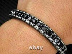 10ct Round Cut Lab Création Black Diamond Bracelet 14k Noir Or Plaqué Argent