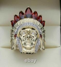 14k Or Jaune Plaqué 4ct Marquise Garnet Naturel African Indian Classic Ring