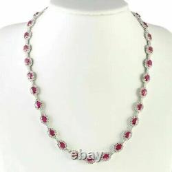 15ct Rose Rubis Simulã© Diamant Femmes Collier De Choker 14k Blanc Or Plaqué