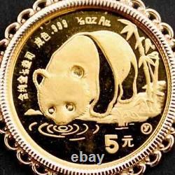 18 Chaîne gratuite sans pierre Panda Bear Coin Pendentif en plaqué or blanc 14 carats