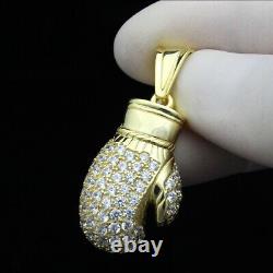 1ct Rond Moissanite Gants De Boxe 3d Hommes Pendentif De Charme 14k Or Jaune Plaqué