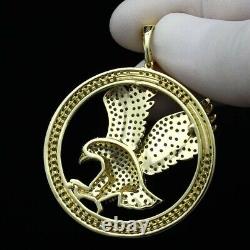 2.00ct Coupe Ronde Moissanite 3d''eagle'' Pendentif 14k Or Jaune Plaqué 18chain