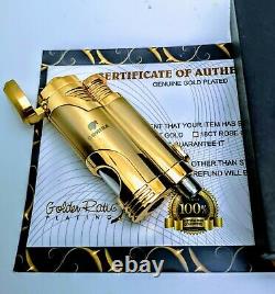 24ct Gold Plated Cohiba Metal Refillable Cigar Lighter 2 Jet Flame Windproof 24k