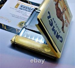 24ct Gold Plated Metal Camel Joe Cigarette Case Boîte Cadeau En Étain Avec Briquet 24k