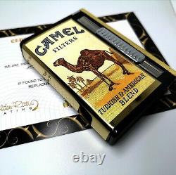 24ct Plaqué Or Métal Camel Joe Cigarette Case Tin Gift Box Avec Briquet 24k