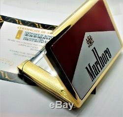 24ct Plaqué Or Métal Marlboro Rouge Étui À Cigarettes Boîte-cadeau Avec Briquet 24k