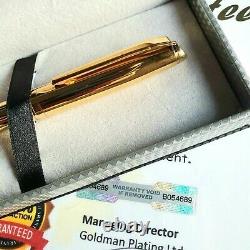 24k Or Plaqué Métal Louis Paget Ball Point Pen Shiny Twist Black Ink Gift Box