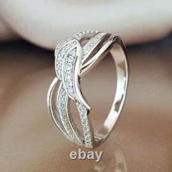 2ct Round Cut Real Moissanite Wing Eternity Band De Mariage 14k Blanc Or Plaqué