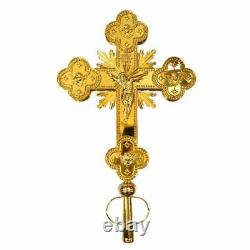 30 Bénédiction Croix Dorée Plaquée Or Grande Croix de Parade Orthodoxe Jésus Crucifix à Deux Faces