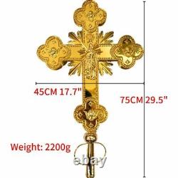 30 Bénédiction Croix Dorée Plaquée Or Grande Croix de Parade Orthodoxe Jésus Crucifix à Deux Faces