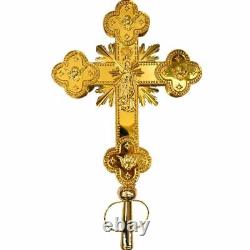 30 Bénédiction Croix Dorée Plaquée Or Grande Croix de Parade Orthodoxe Jésus Crucifix à Deux Faces