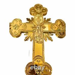 30 Bénédiction Croix Dorée Plaquée Or Grande Croix de Parade Orthodoxe Jésus Crucifix à Deux Faces