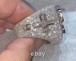 4.00ct Rond Coupe Real Moissanite Men's Custom Latter Ring 14k Blanc Or Plaqué