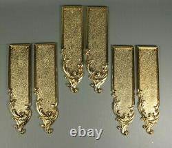 6 Antique Style Louis XV Plaques De Poussoir De Porte En Laiton Doré Français 3 Paires