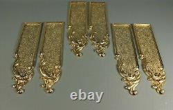 6 Antique Style Louis XV Plaques De Poussoir De Porte En Laiton Doré Français 3 Paires