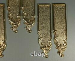 6 Antique Style Louis XV Plaques De Poussoir De Porte En Laiton Doré Français 3 Paires