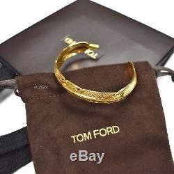 $ 990 Tom Ford Bracelet Manchette À Plumes Sculpté En Métal Doré Antique Authentic