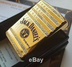 Allumeur En Métal Plaqué Or 24k Jack Daniels Barrel Zippo Briquet Mèche De Silex En Boîte