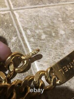 Années 80 90 Vintage Chanel Belt Chain Gold Plated Necklace Chunky Coin Réglable