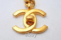Authentic Chanel Turn Lock Bag Charm Key Chain CC Logo Gold Plating Box E1380