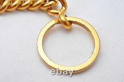 Authentic Chanel Turn Lock Bag Charm Key Chain CC Logo Gold Plating Box E1380