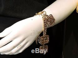 Authentique Bracelet Vintage Chanel CC Icon Logo Goldtone 5 Plaqué De Bracelet À Breloques 2 8