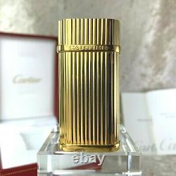 Authentique Cartier Essence Lighter 18k Plaqué Or Finition Godron Avec Boîtier Et Papiers