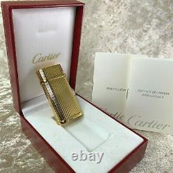 Authentique Cartier Essence Lighter 18k Plaqué Or Finition Godron Avec Boîtier Et Papiers