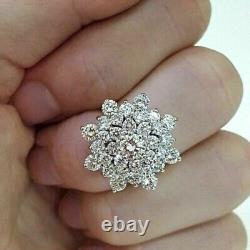 Bague de fiançailles en cluster en moissanite véritable taille ronde 2,5 Ct plaquée or jaune 14K