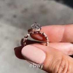 Bague de fiançailles en moissanite à taille poire 3,30 CTW D/VVS1 plaquée or rose 14k