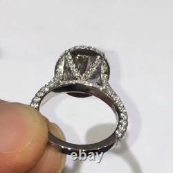 Bague de fiançailles en platine 14 carats avec 3 rangées de moissanite ovale de 3,85 carats