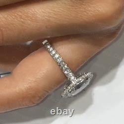 Bague de fiançailles en platine 14 carats avec 3 rangées de moissanite ovale de 3,85 carats