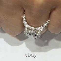 Bague de fiançailles en platine 14 carats avec 3 rangées de moissanite ovale de 3,85 carats