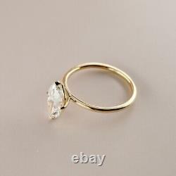 Bague de fiançailles en solitaire avec diamant Moissanite taille marquise de 2 ct, plaquée or jaune 14 carats