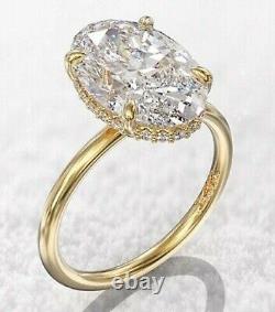 Bague de fiançailles solitaire en moissanite taille ovale de 2,15 ct en plaqué or jaune 14K