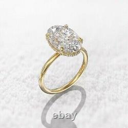 Bague de fiançailles solitaire en moissanite taille ovale de 2,15 ct en plaqué or jaune 14K