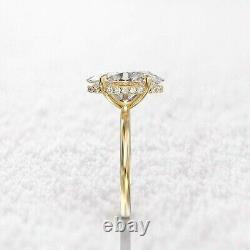 Bague de fiançailles solitaire en moissanite taille ovale de 2,15 ct en plaqué or jaune 14K