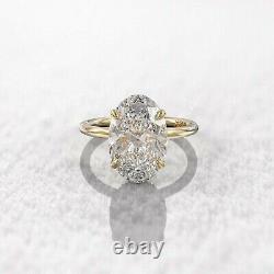 Bague de fiançailles solitaire en moissanite taille ovale de 2,15 ct en plaqué or jaune 14K