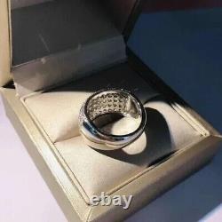 Bague de mariage en or blanc plaqué 14 carats avec cluster de diamants simulés taillés en rond