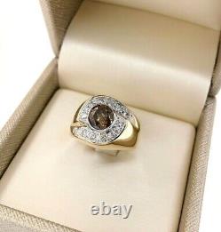 Bague de mariage et de fiançailles pour homme en or jaune plaqué 1 carat diamant coupe ronde